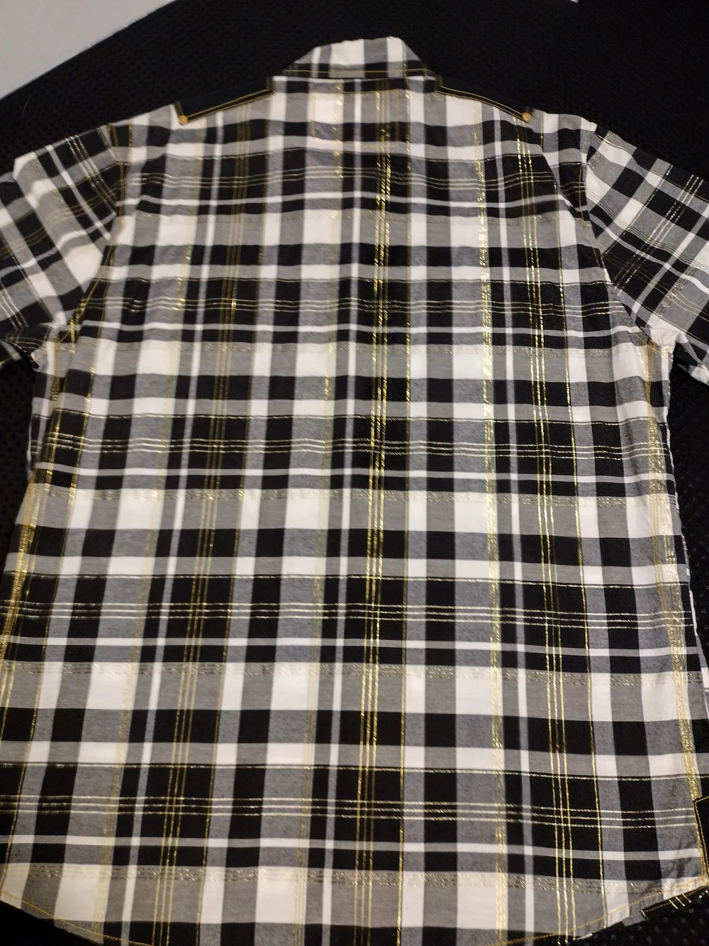 Attitude Gold Short Sleeve Metal Button Gold Thread Inlay 2XL
